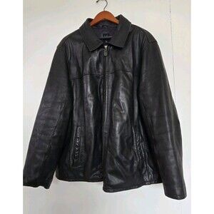 M Leather Jacket Mens XL Black Button Front Coat Blazer Motorcycle